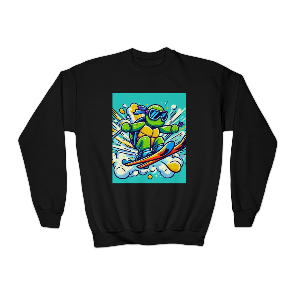 Skiing turtle youth Crewneck Sweatshirt