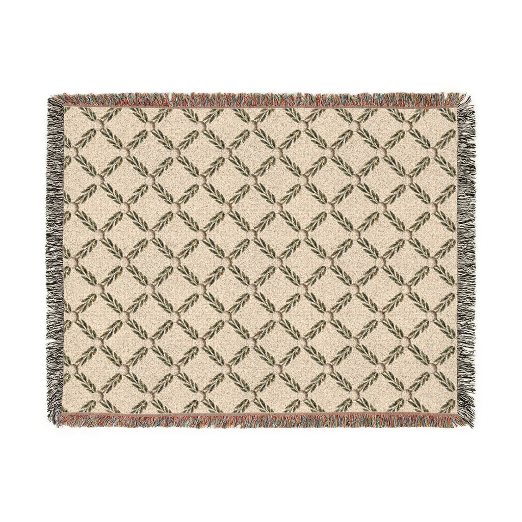 NuSafari® Golf Woven Throw Blanket, 100% Cotton Olive Branch & Golf Ball Tapestry , Country Club