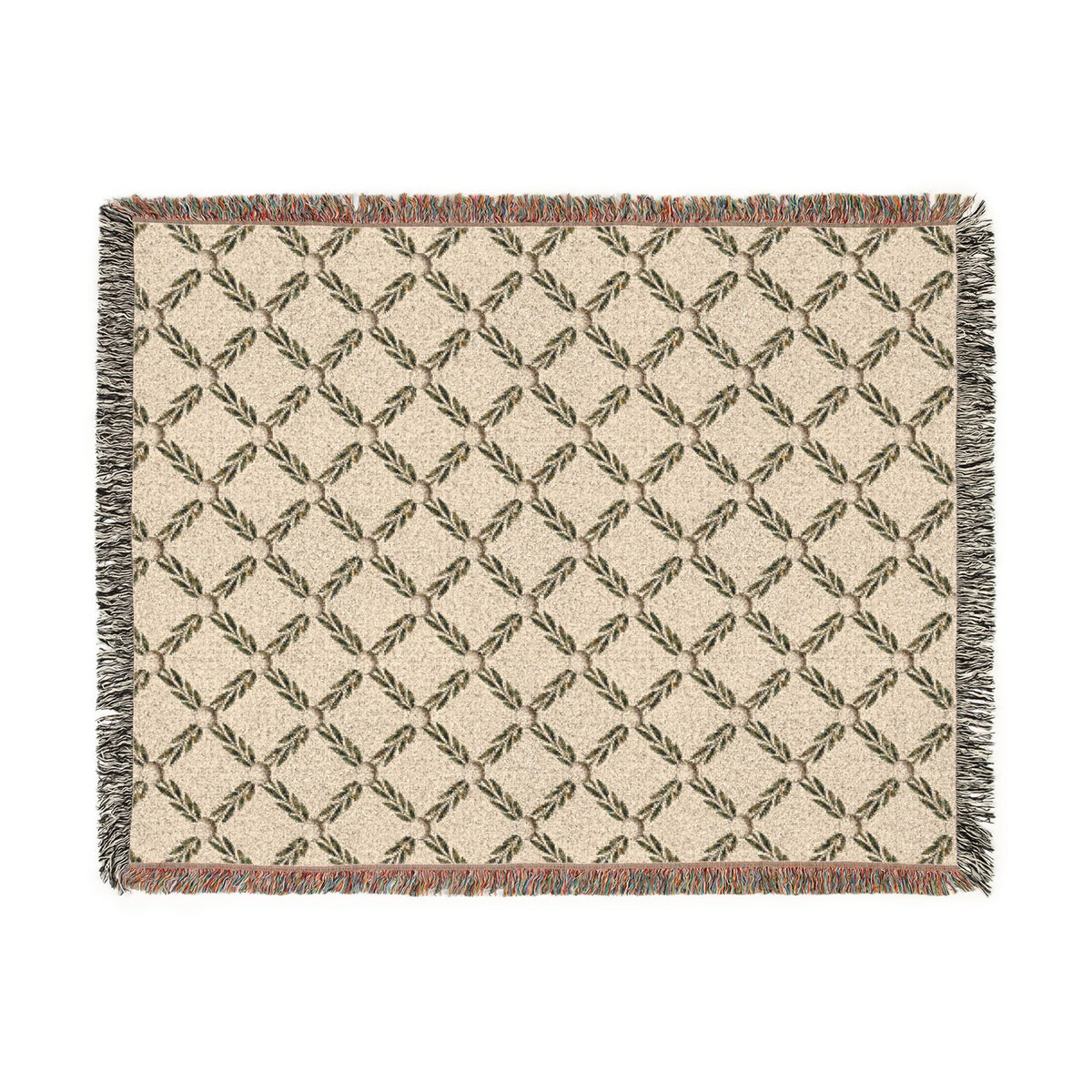 NuSafari® Golf Woven Throw Blanket, 100% Cotton Olive Branch & Golf Ball Tapestry , Country Club