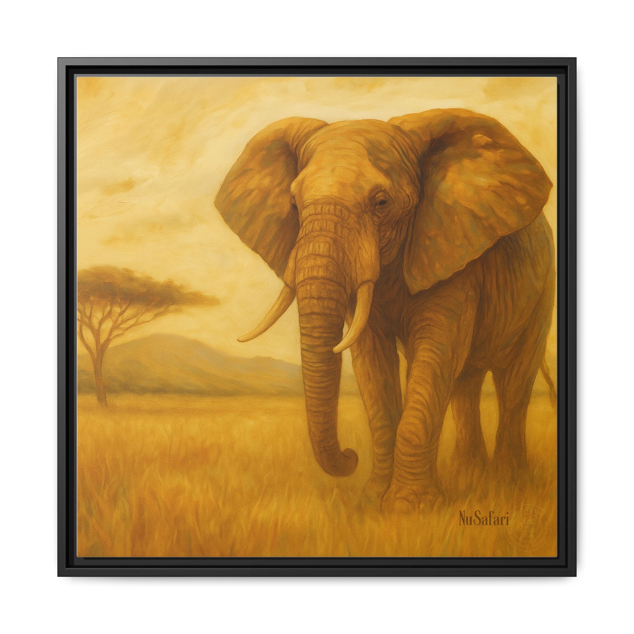 Majestic African Elephant Matte Canvas Framed | Wildlife Wall Art