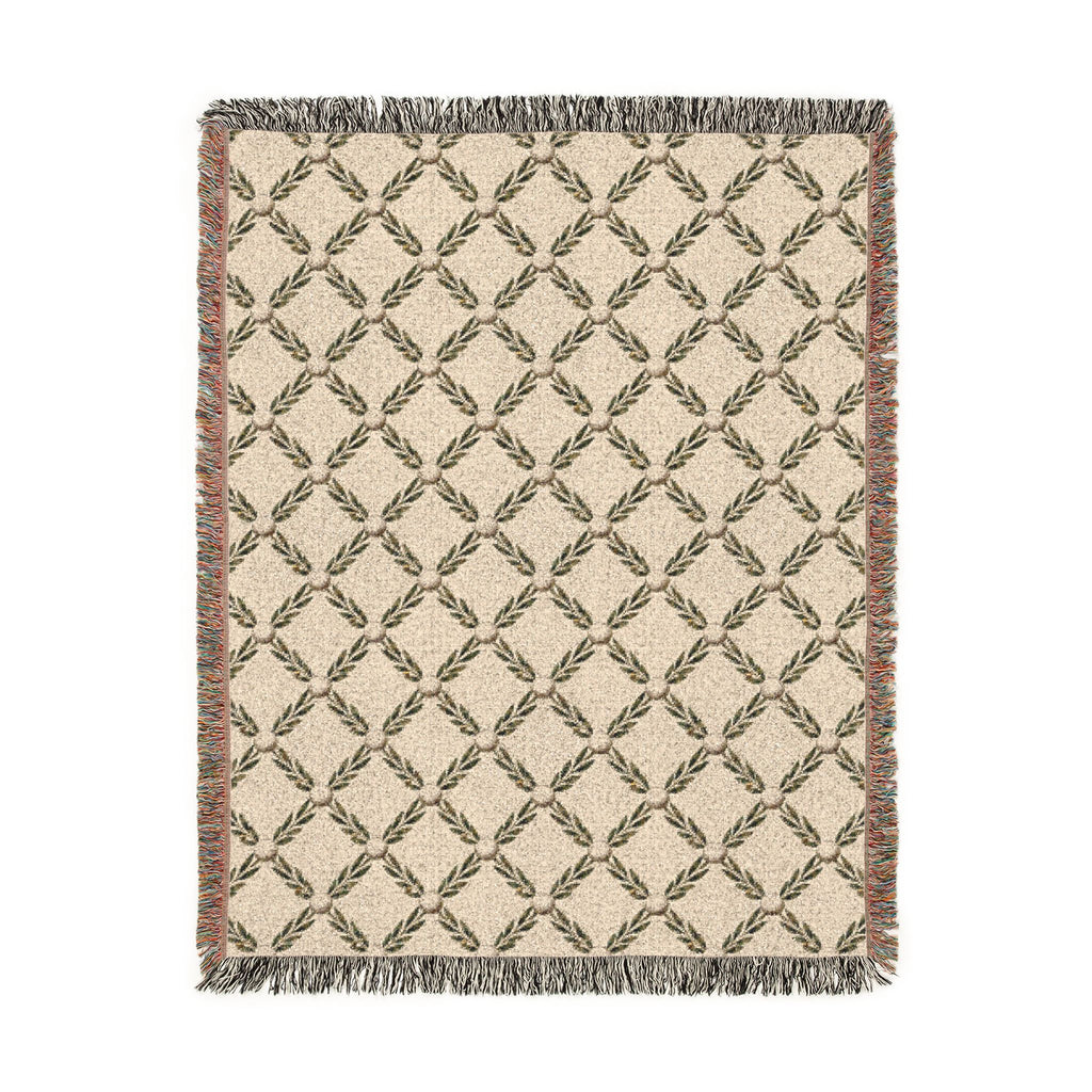 NuSafari® Golf Woven Throw Blanket, 100% Cotton Olive Branch & Golf Ball Tapestry , Country Club