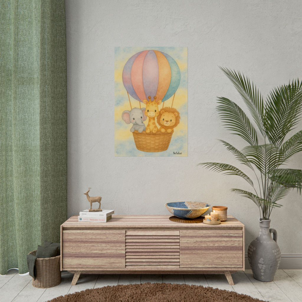 Nusafari Hot Air Balloon Wall Art Nursery Poster Print