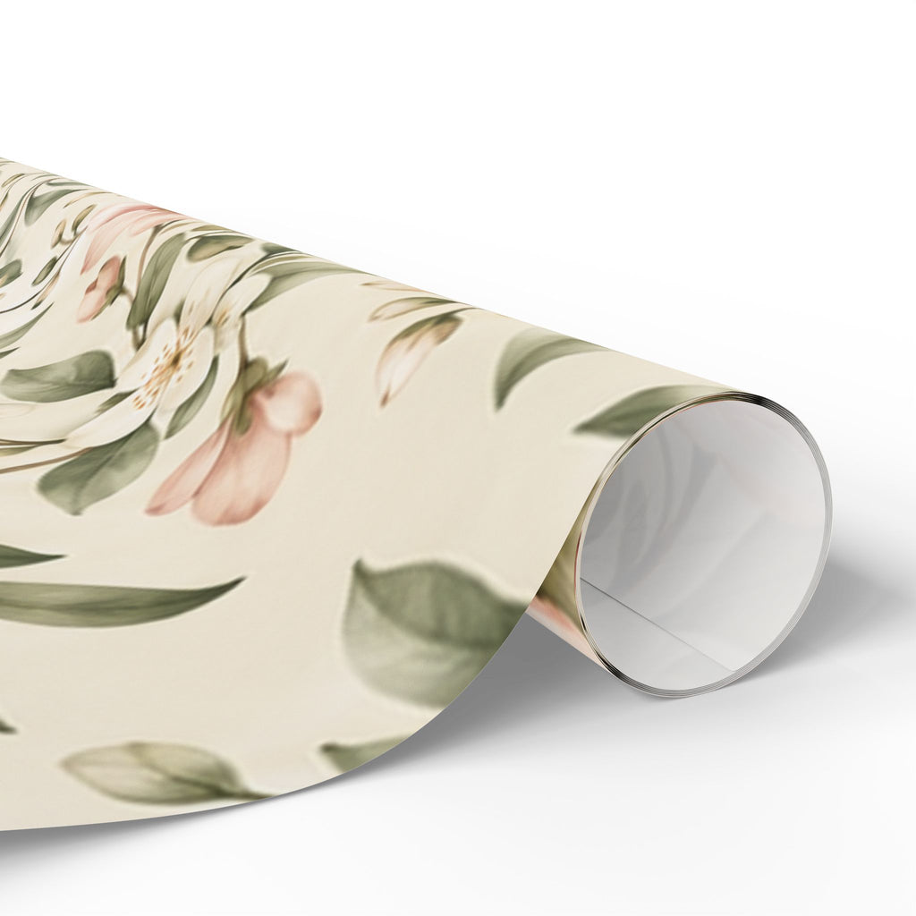 NuSafari® Sage Green Floral Wrapping Paper Roll, Blush Botanical Gift Wrap For Showers, House