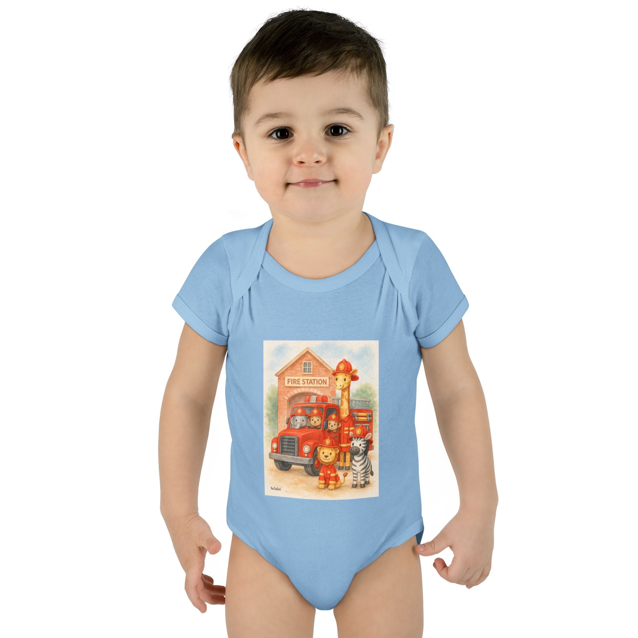 Firefighter Baby Onesie, Baby Fire Truck Outfit, Firefighter Dad Gift, Safari Animal Baby Bodysuit, First Responder Baby Clothes, 12 Month Baby Outfit