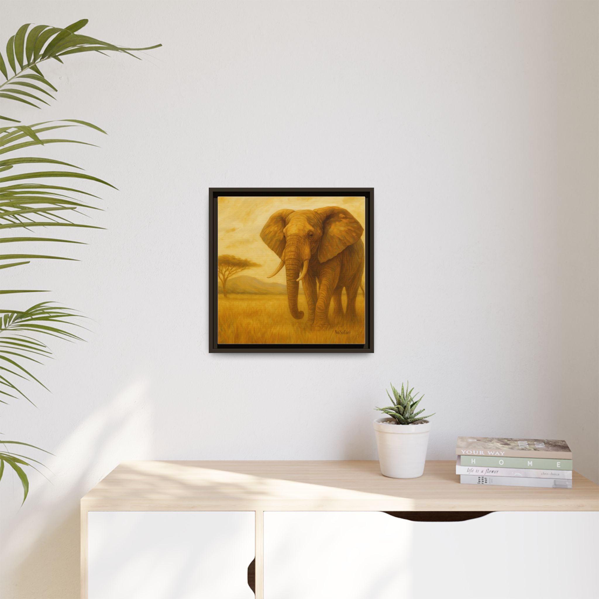 Majestic African Elephant Matte Canvas Framed | Wildlife Wall Art