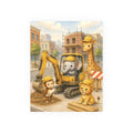 NuSafari™ Construction Nursery Poster Print Wall Art, Safari Animals Excavator Boys Room, Construction Decor, Matte Unframed
