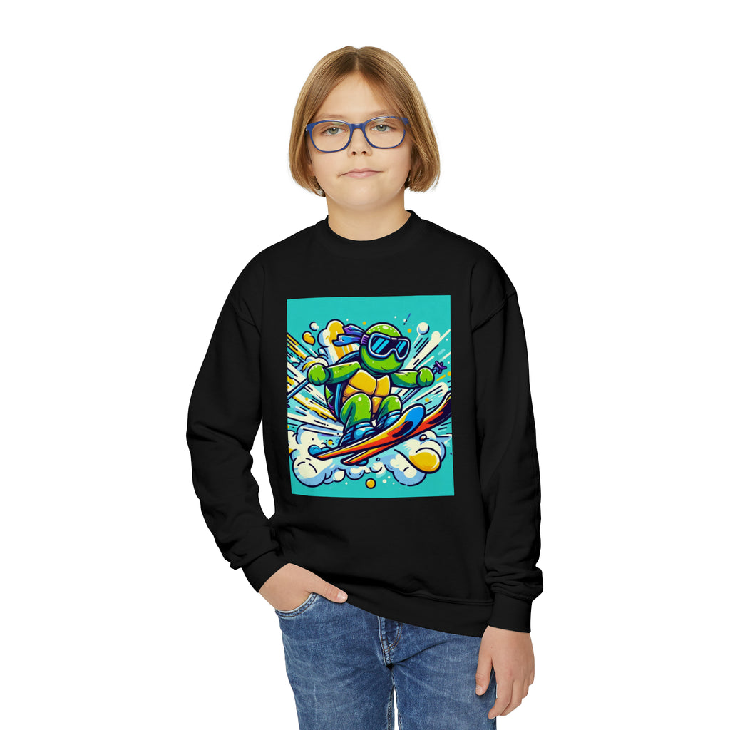 Skiing turtle youth Crewneck Sweatshirt