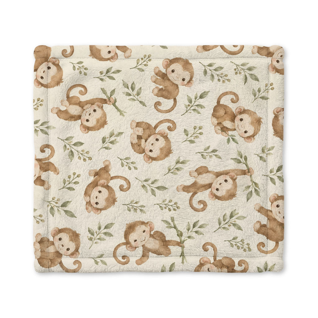 Baby Monkey Lovey Blanket, Minkey Security Blanket,  Safari Nursery Gift, Double Sided NuSafari®