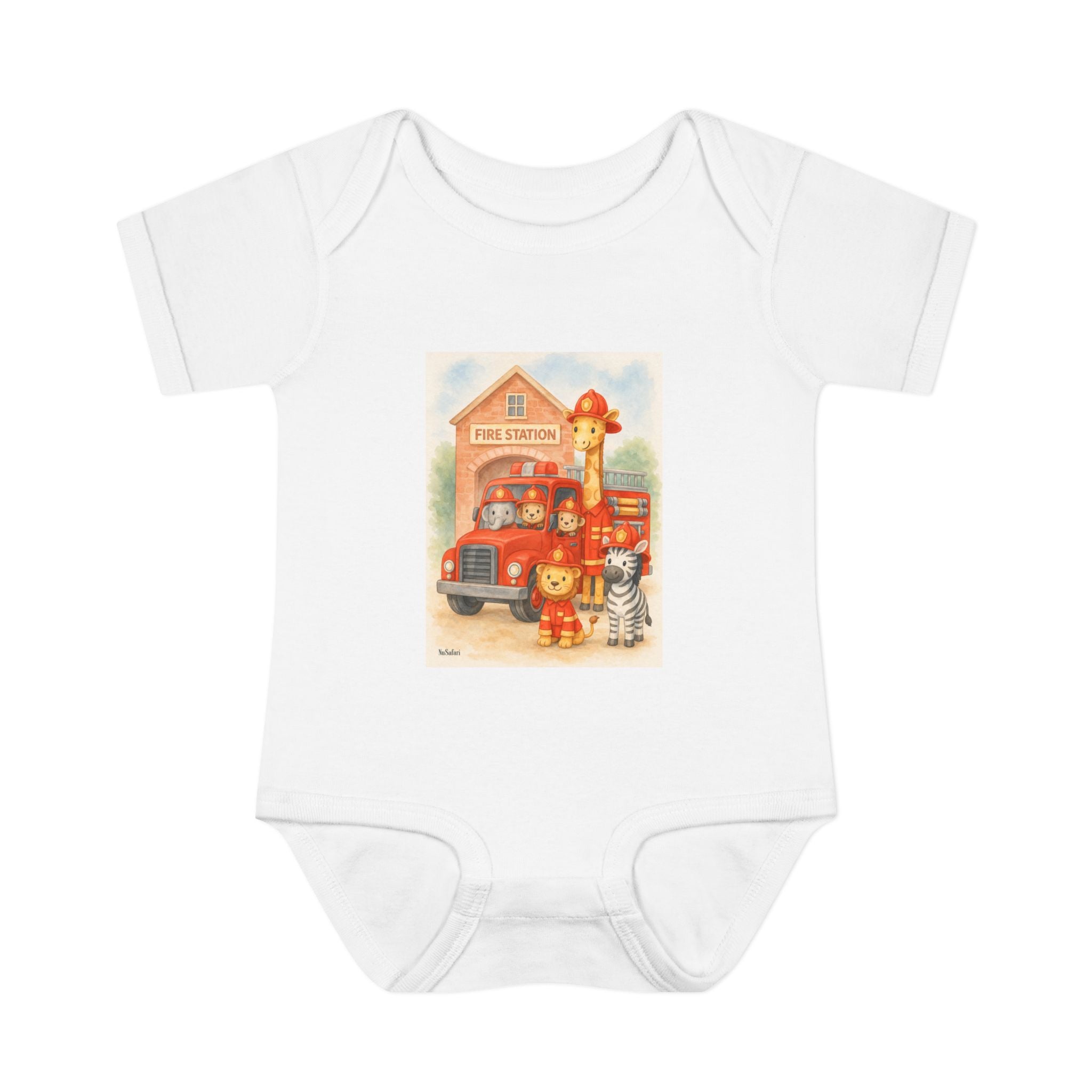 Firefighter Baby Onesie, Baby Fire Truck Outfit, Firefighter Dad Gift, Safari Animal Baby Bodysuit, First Responder Baby Clothes, 12 Month Baby Outfit