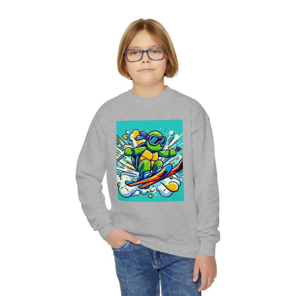 Skiing turtle youth Crewneck Sweatshirt