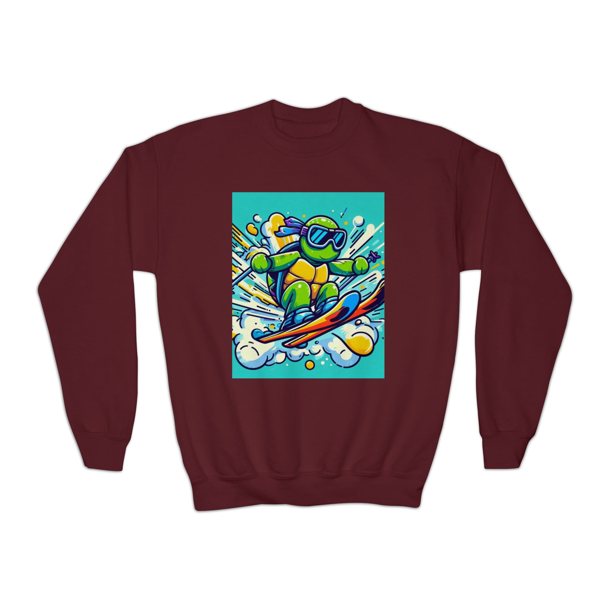 Skiing turtle youth Crewneck Sweatshirt