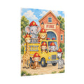 NuSafari™ Fire Truck Nursery Kids Wall Art Poster, Safari Animal Firefighter Decor Elephant, Lion, Giraffe, Monkey and Zebra