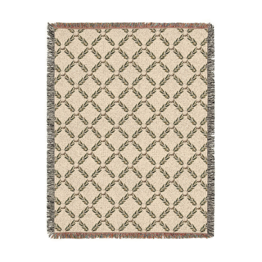 NuSafari® Golf Woven Throw Blanket, 100% Cotton Olive Branch & Golf Ball Tapestry , Country Club