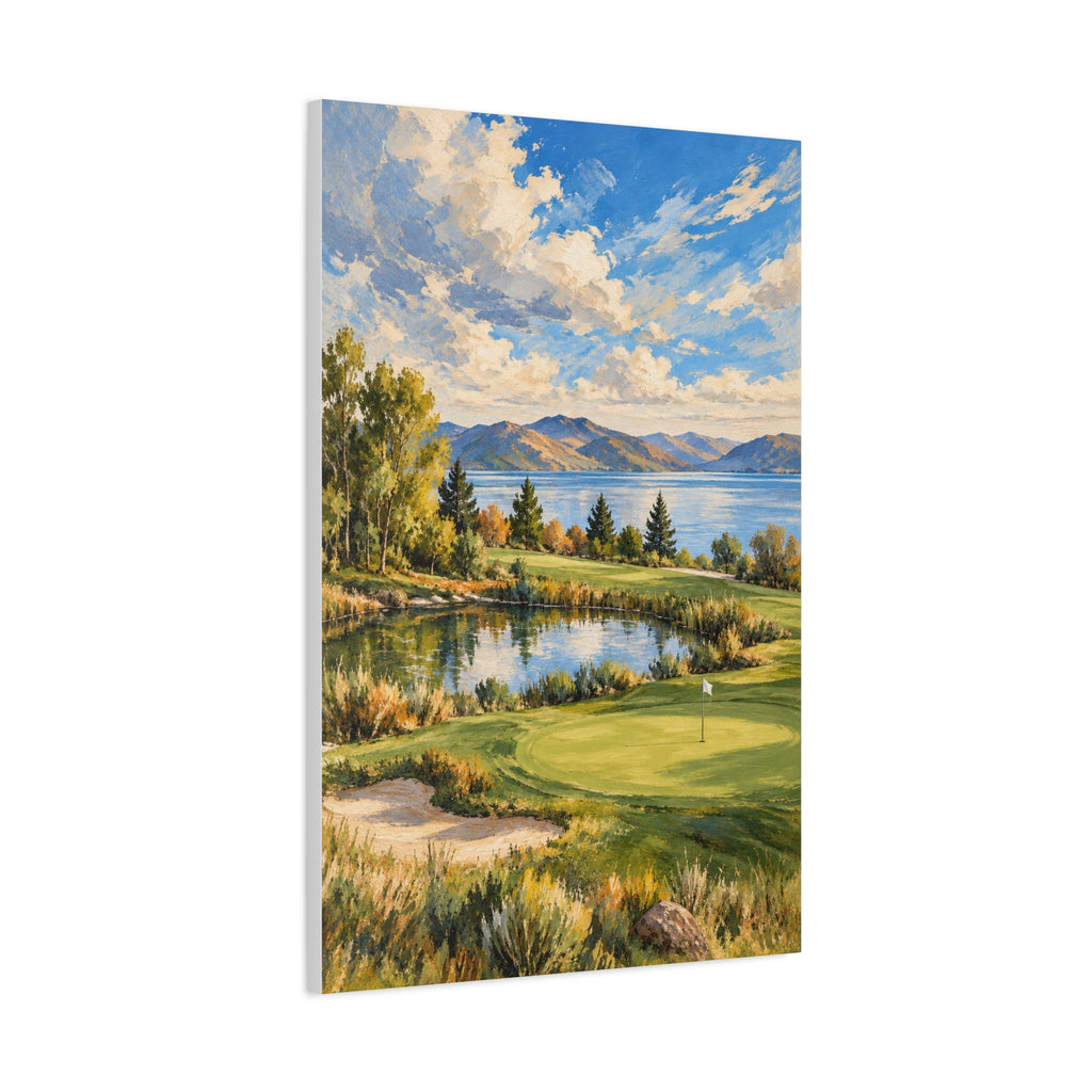 Lakeside Fairway Golden Hour Impressionist Golf Course Wall Art 24" x 36"