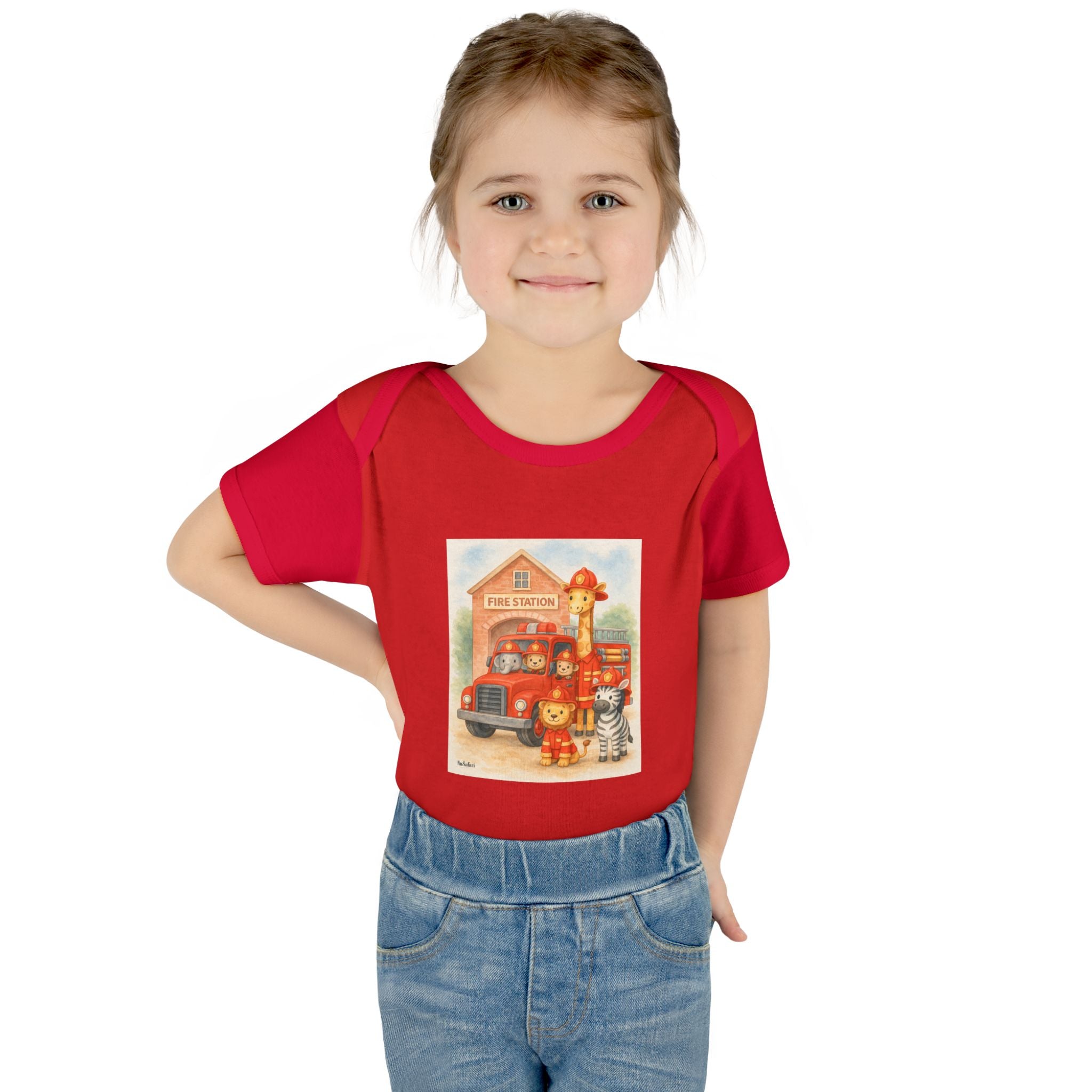 Firefighter Baby Onesie, Baby Fire Truck Outfit, Firefighter Dad Gift, Safari Animal Baby Bodysuit, First Responder Baby Clothes, 12 Month Baby Outfit