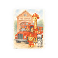 Firefighter Nursery Poster Safari Animal Fire Truck Wall Art, Baby Boy Room Decor, Kids Bedroom Print