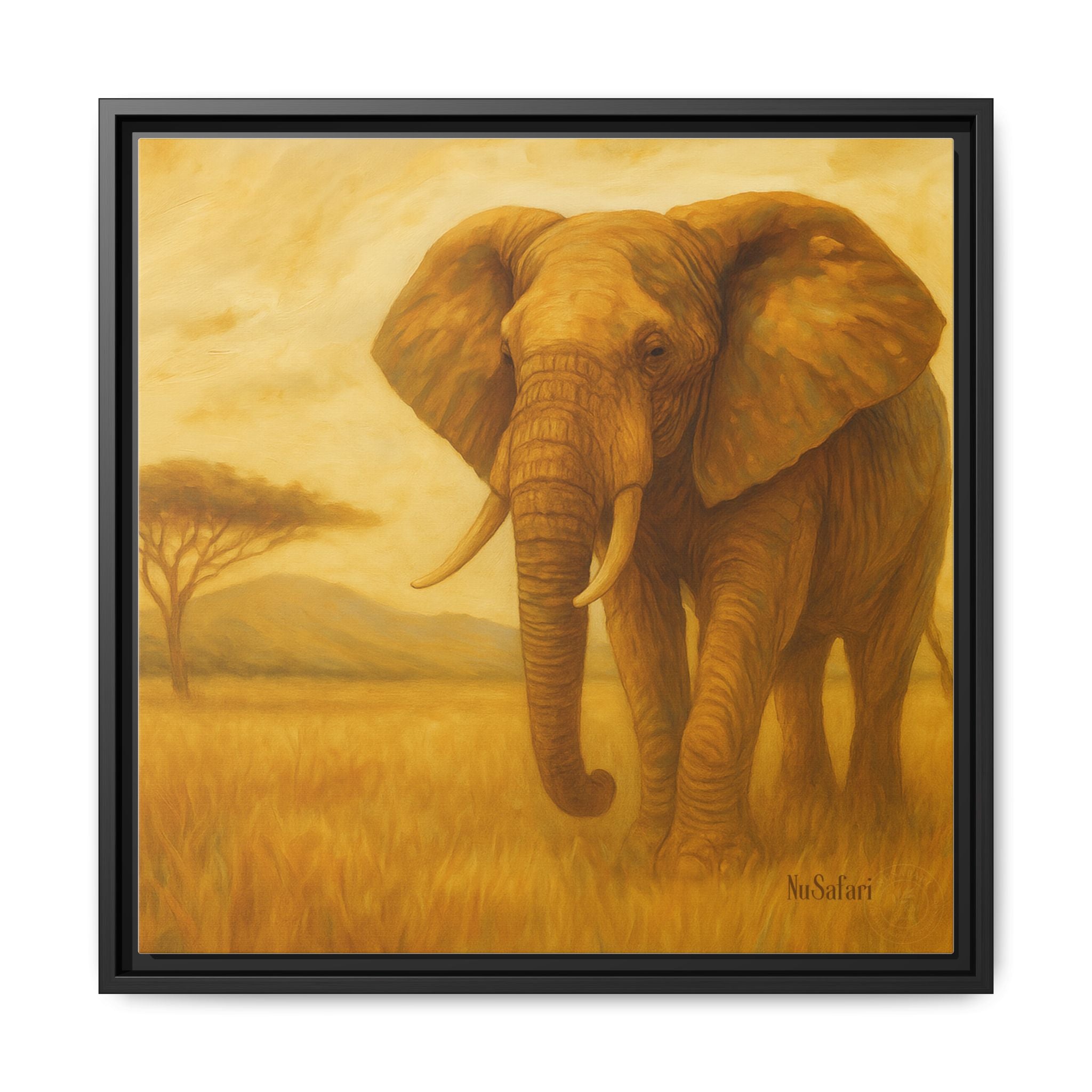 Majestic African Elephant Matte Canvas Framed | Wildlife Wall Art