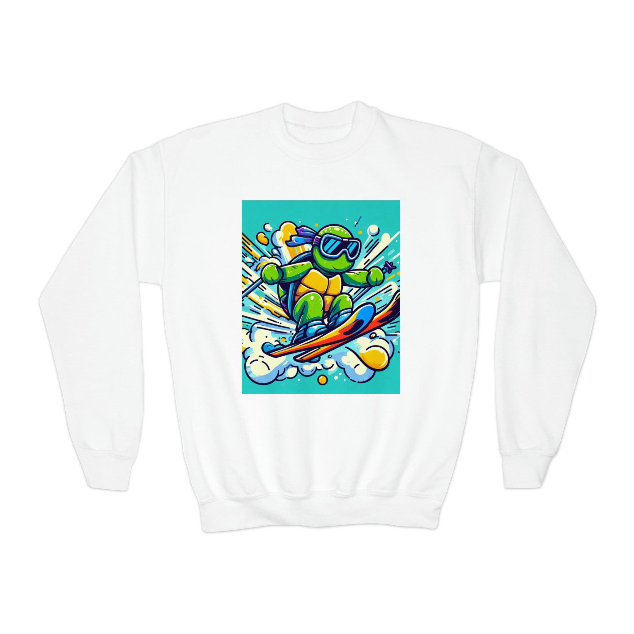 Skiing turtle youth Crewneck Sweatshirt