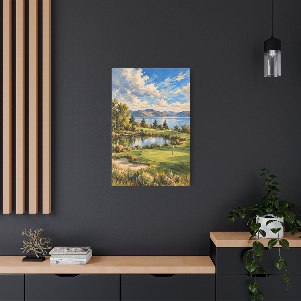 Lakeside Fairway Golden Hour Impressionist Golf Course Wall Art 24" x 36"