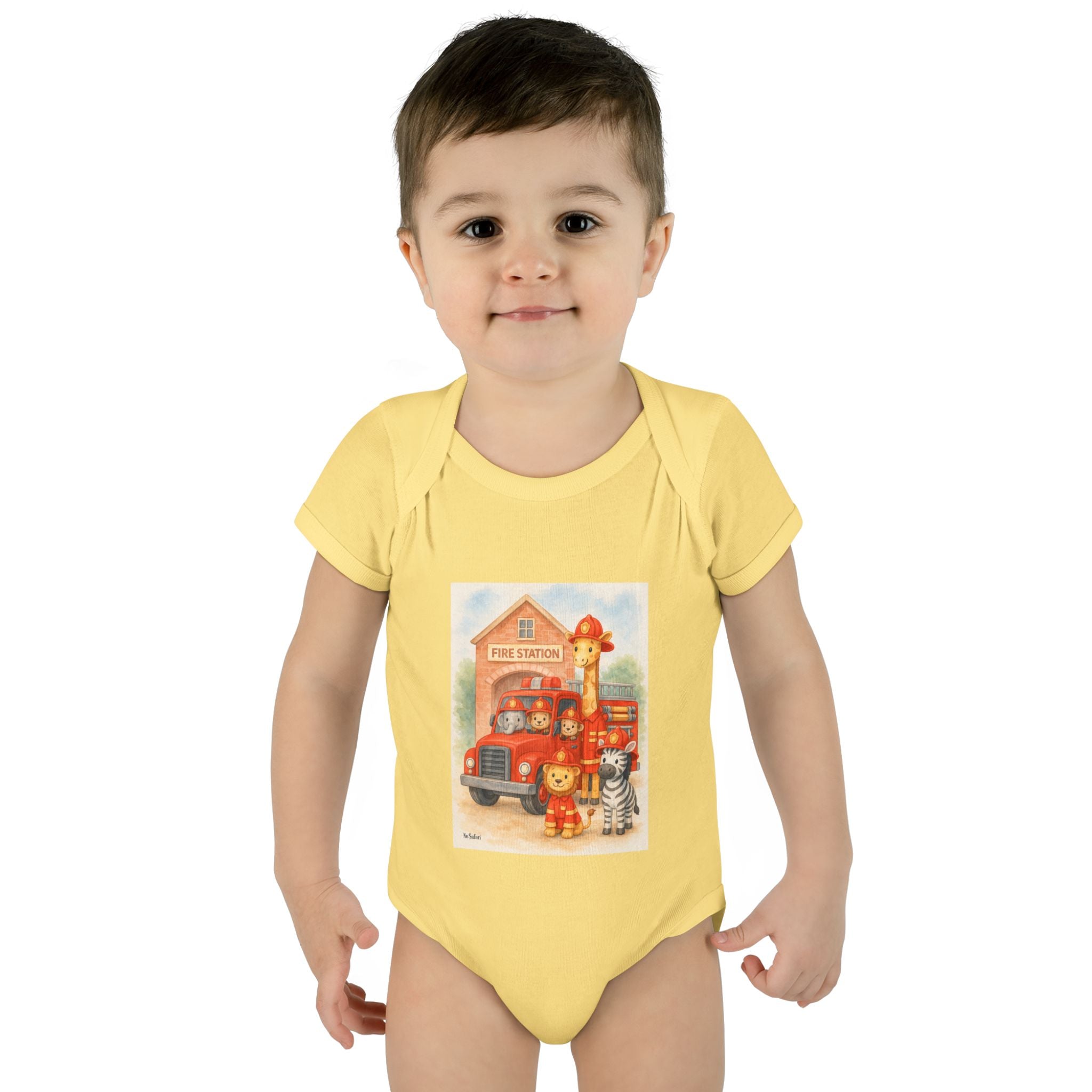 Firefighter Baby Onesie, Baby Fire Truck Outfit, Firefighter Dad Gift, Safari Animal Baby Bodysuit, First Responder Baby Clothes, 12 Month Baby Outfit