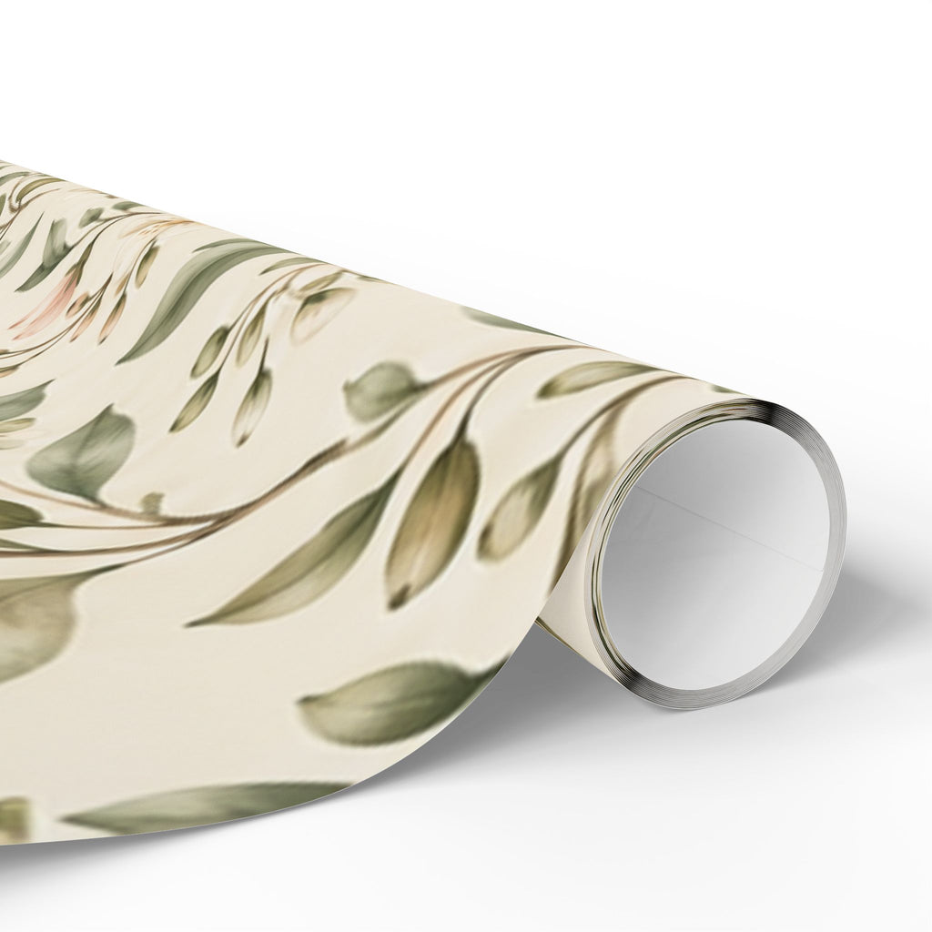 NuSafari® Sage Green Floral Wrapping Paper Roll, Blush Botanical Gift Wrap For Showers, House