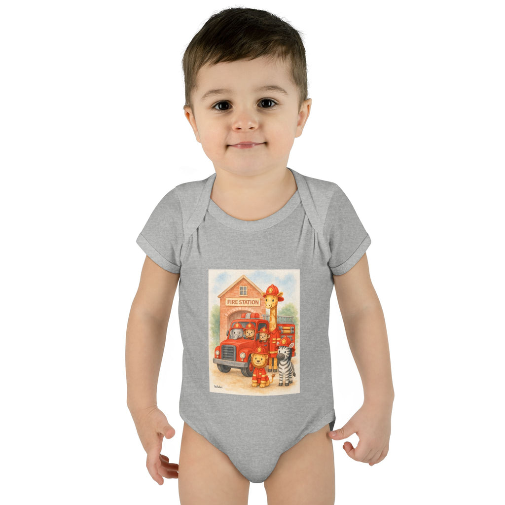 Firefighter Baby Onesie, Baby Fire Truck Outfit, Firefighter Dad Gift, Safari Animal Baby Bodysuit, First Responder Baby Clothes, 12 Month Baby Outfit