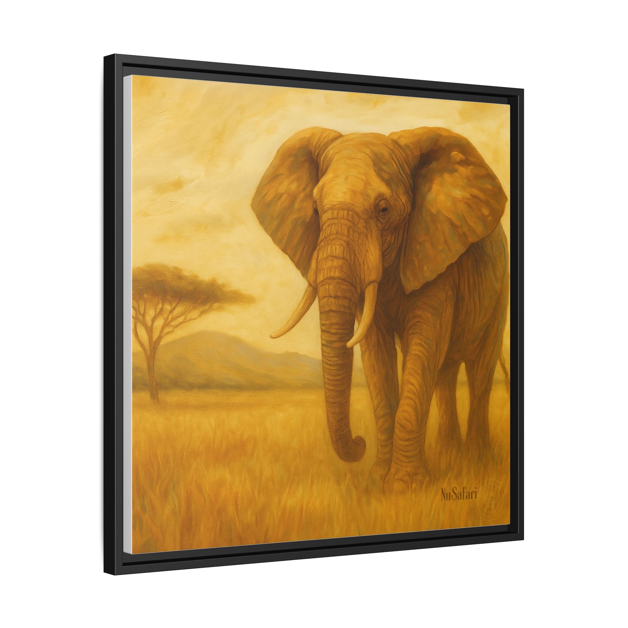 Majestic African Elephant Matte Canvas Framed | Wildlife Wall Art