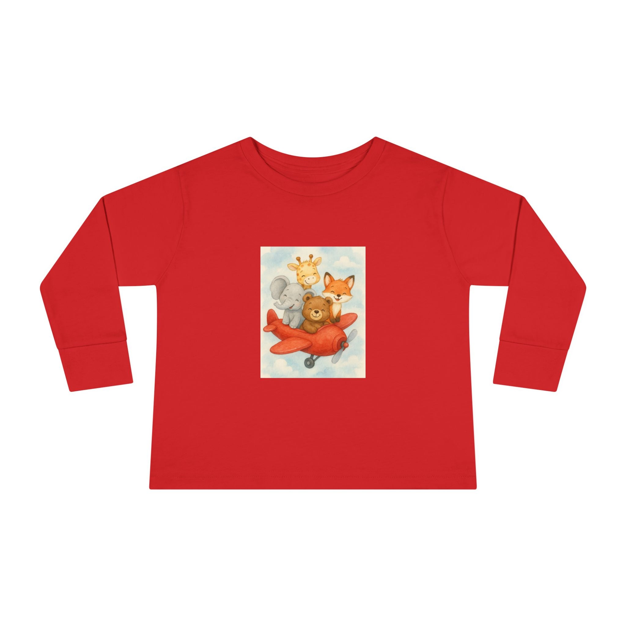 Toddler Tee - Baby Animals Flying Red Plane