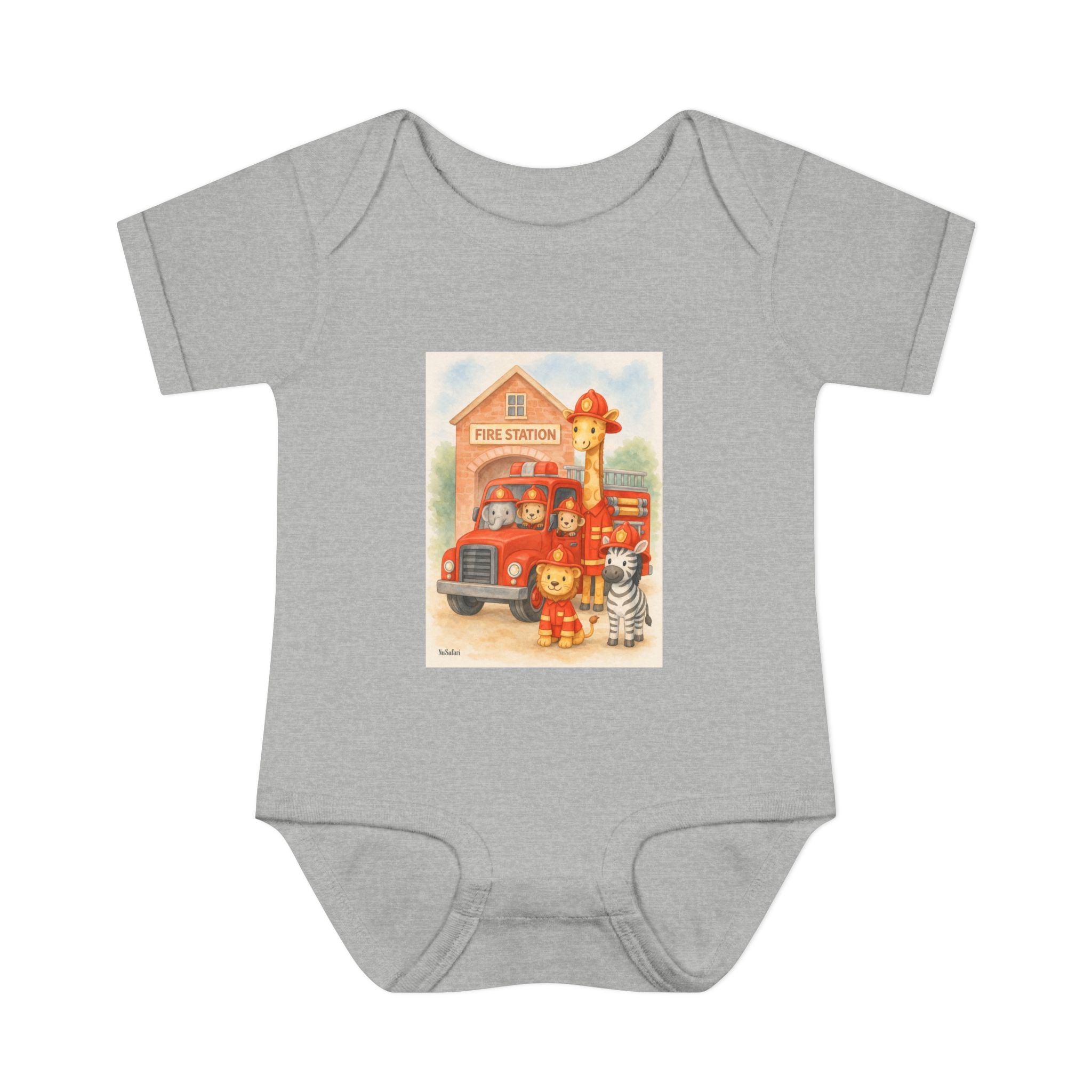 Firefighter Baby Onesie, Baby Fire Truck Outfit, Firefighter Dad Gift, Safari Animal Baby Bodysuit, First Responder Baby Clothes, 12 Month Baby Outfit