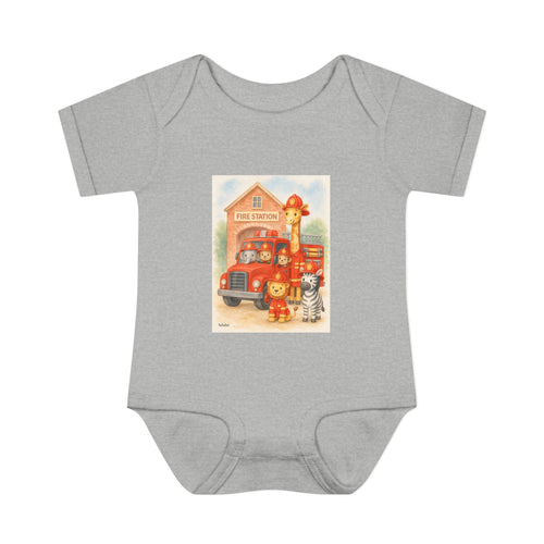 Firefighter Baby Onesie, Baby Fire Truck Outfit, Firefighter Dad Gift, Safari Animal Baby Bodysuit, First Responder Baby Clothes, 12 Month Baby Outfit