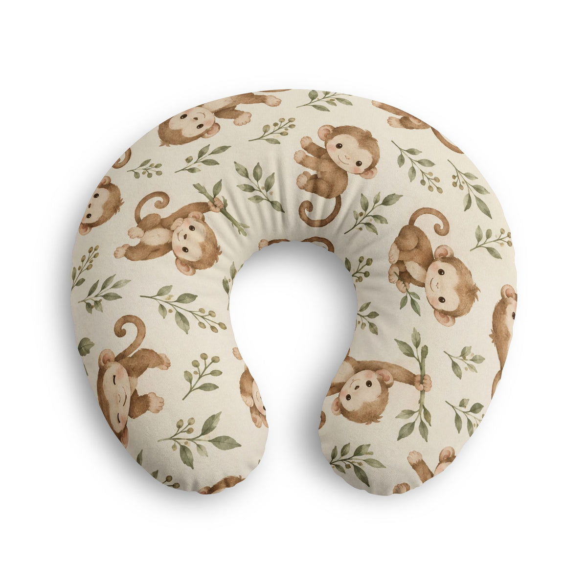 Monkey Nursing Pillow Cover, Neutral Safari Nursery Decor, NuSafari® Nursing Pillow Cover