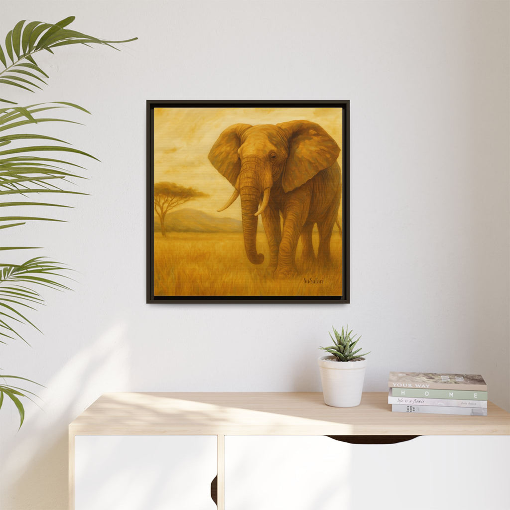 Majestic African Elephant Matte Canvas Framed | Wildlife Wall Art