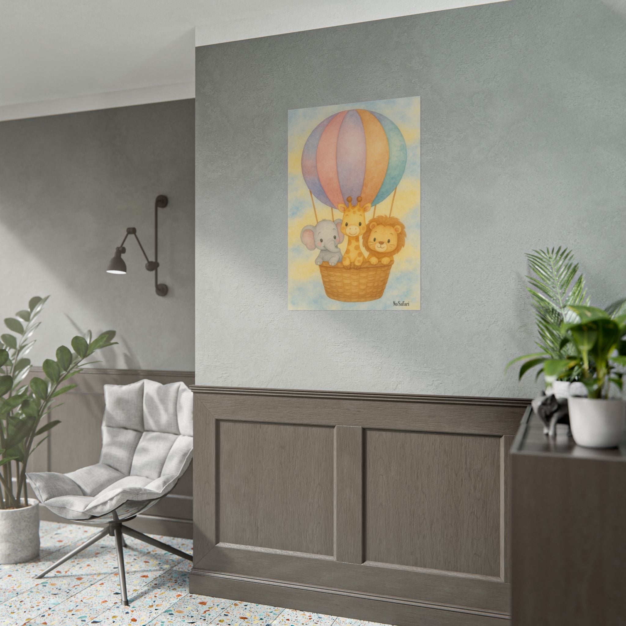 Nusafari Hot Air Balloon Wall Art Nursery Poster Print