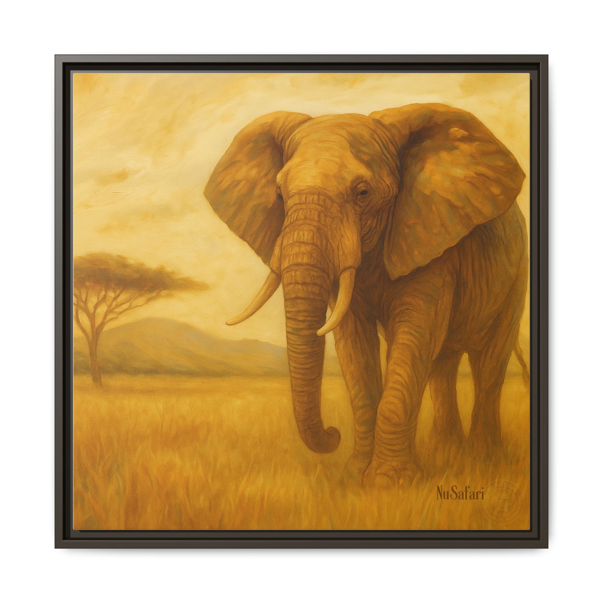 Majestic African Elephant Matte Canvas Framed | Wildlife Wall Art