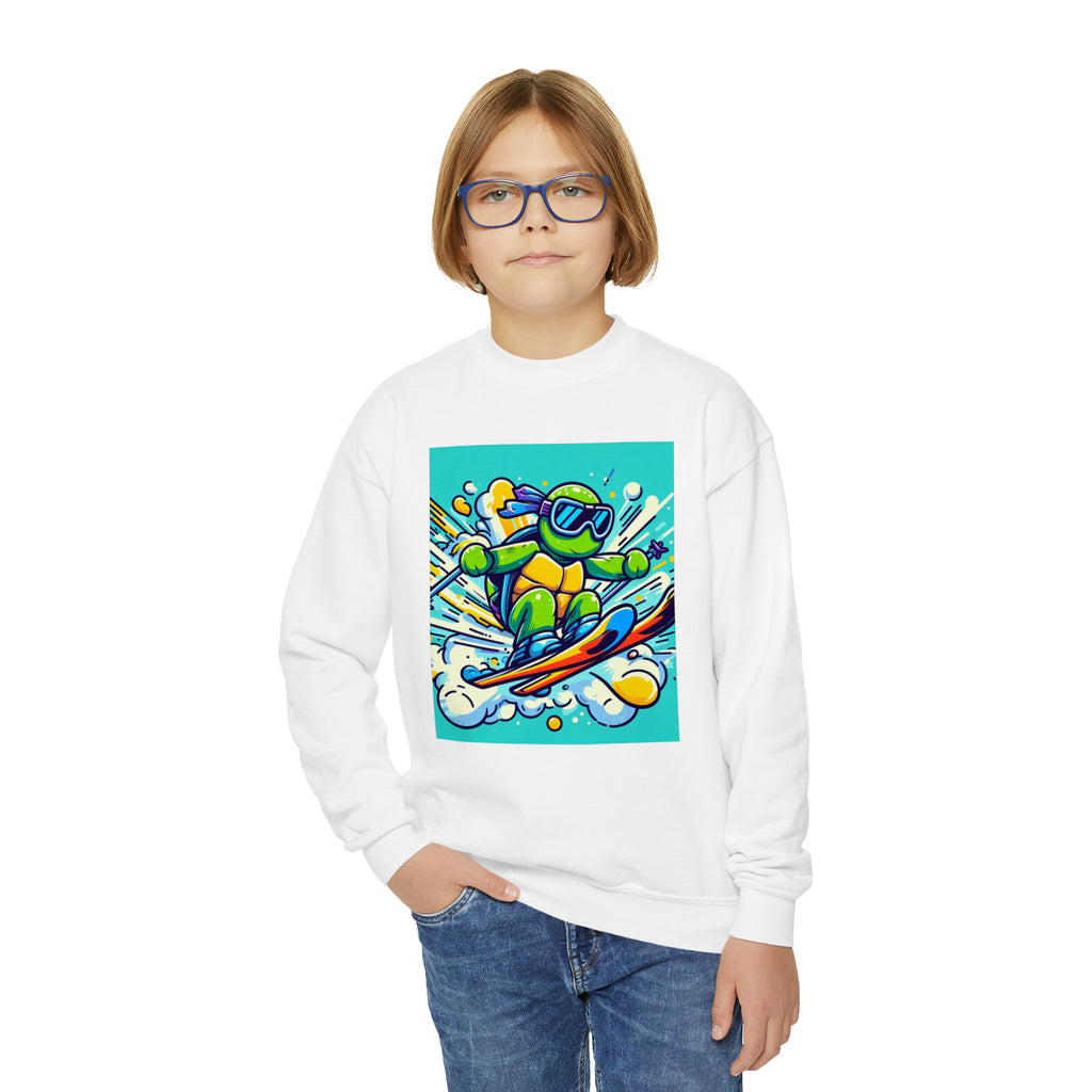Skiing turtle youth Crewneck Sweatshirt