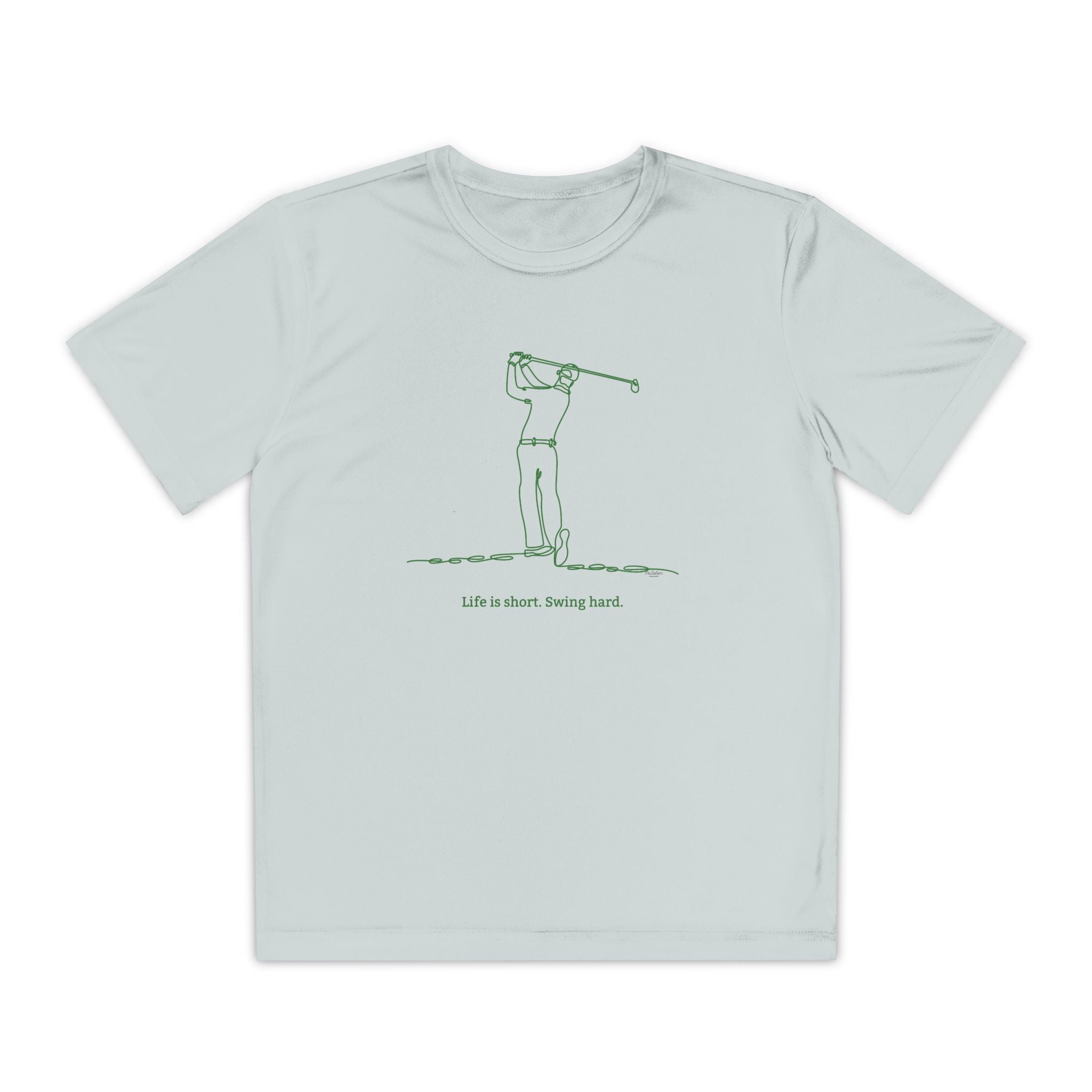 Minimalist Swinging Youth Golfer Performance Tee