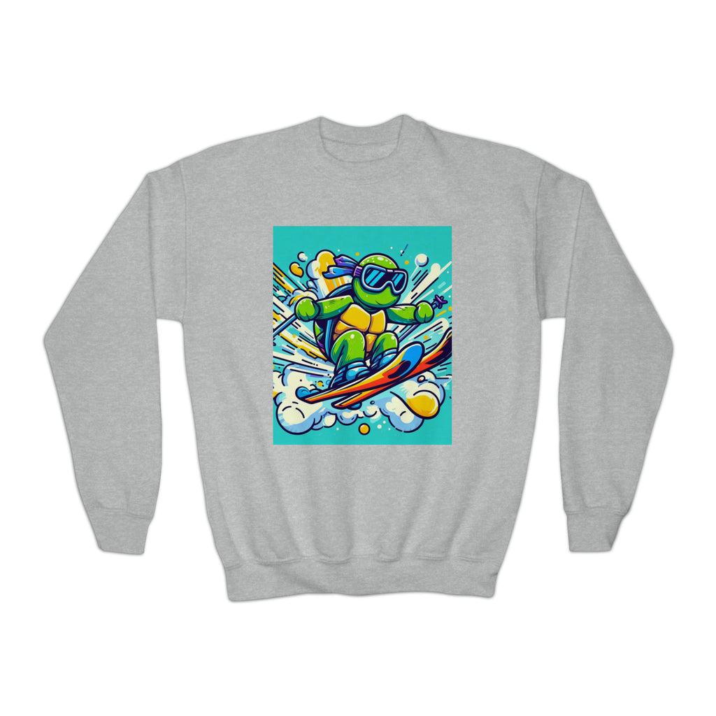 Skiing turtle youth Crewneck Sweatshirt