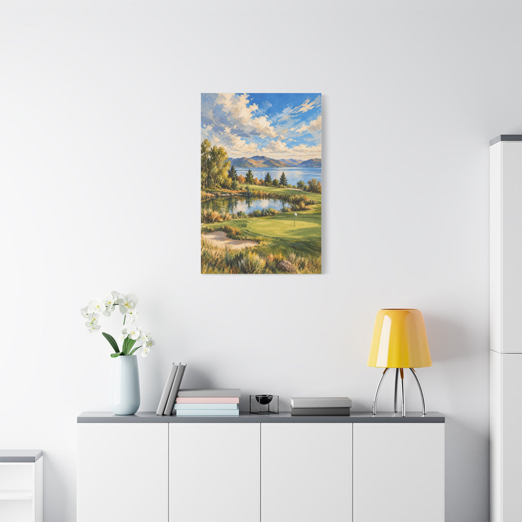 Lakeside Fairway Golden Hour Impressionist Golf Course Wall Art 24" x 36"