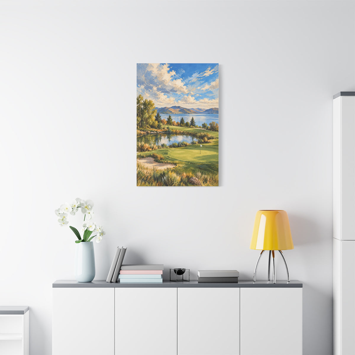 Lakeside Fairway Golden Hour Impressionist Golf Course Wall Art 24" x 36"